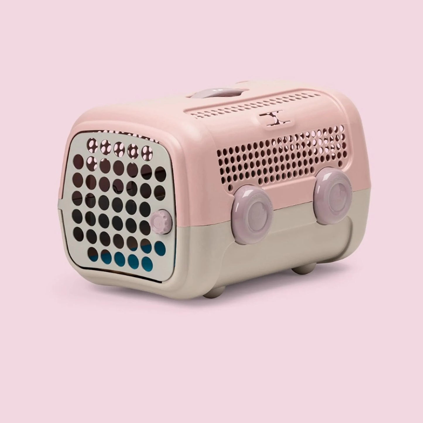 Transportbur til små hunder og katter rosa/grå - Dyrekompaniet