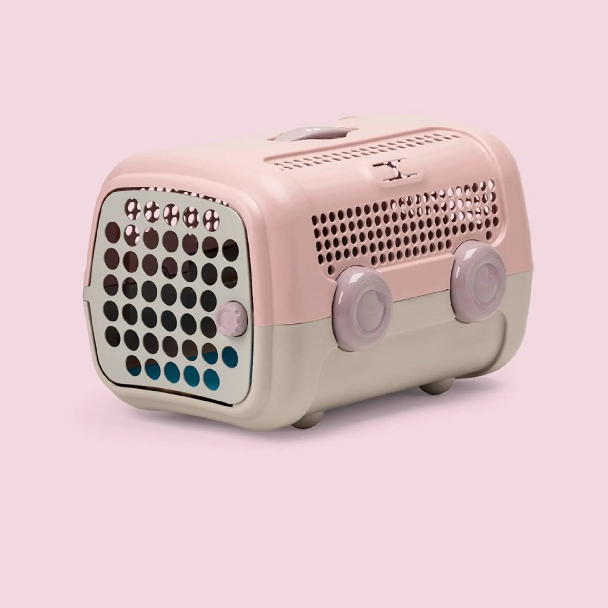 Transportbur til små hunder og katter rosa/grå - Dyrekompaniet