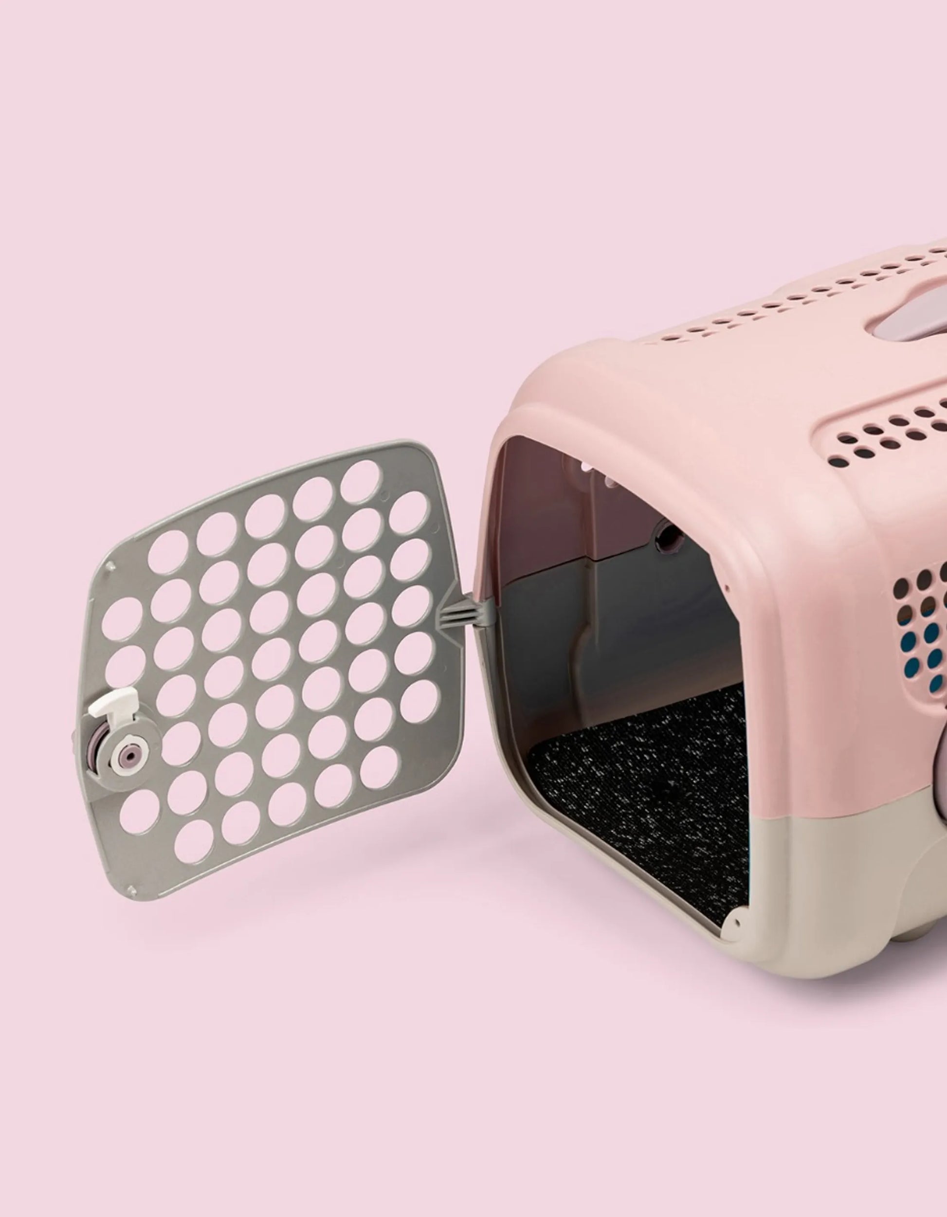 Transportbur til små hunder og katter rosa/grå - Dyrekompaniet