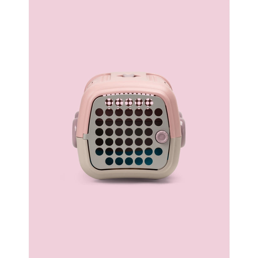 Transportbur til små hunder og katter rosa/grå - Dyrekompaniet