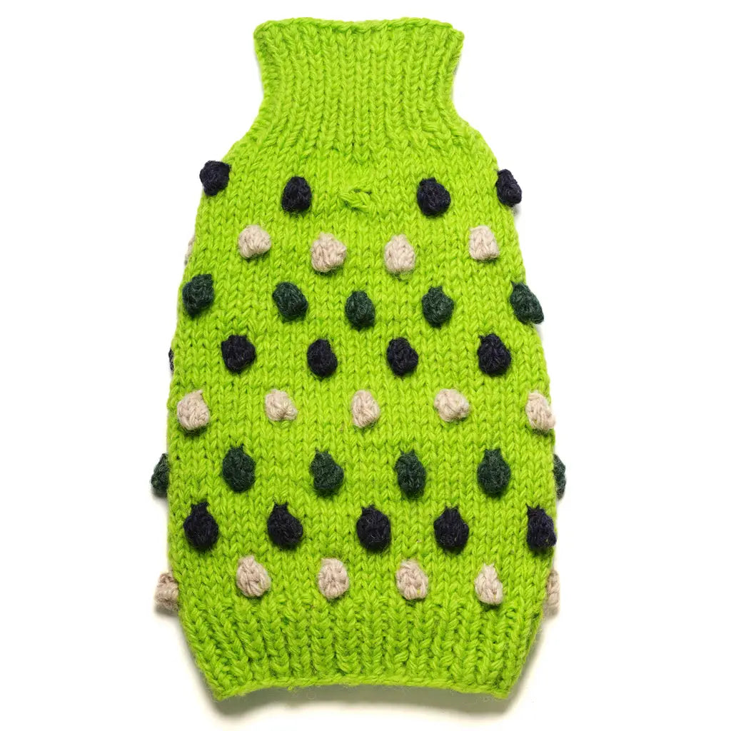 Håndstrikket hundegenser i 100% ull - lime - Dyrekompaniet