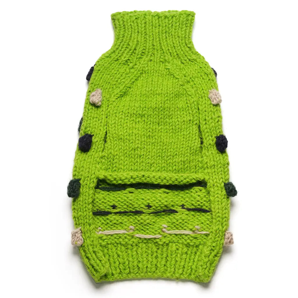 Håndstrikket hundegenser i 100% ull - lime - Dyrekompaniet
