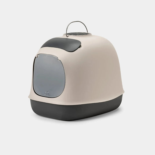 Kattetoalett med tak og kullfilter - beige - Dyrekompaniet