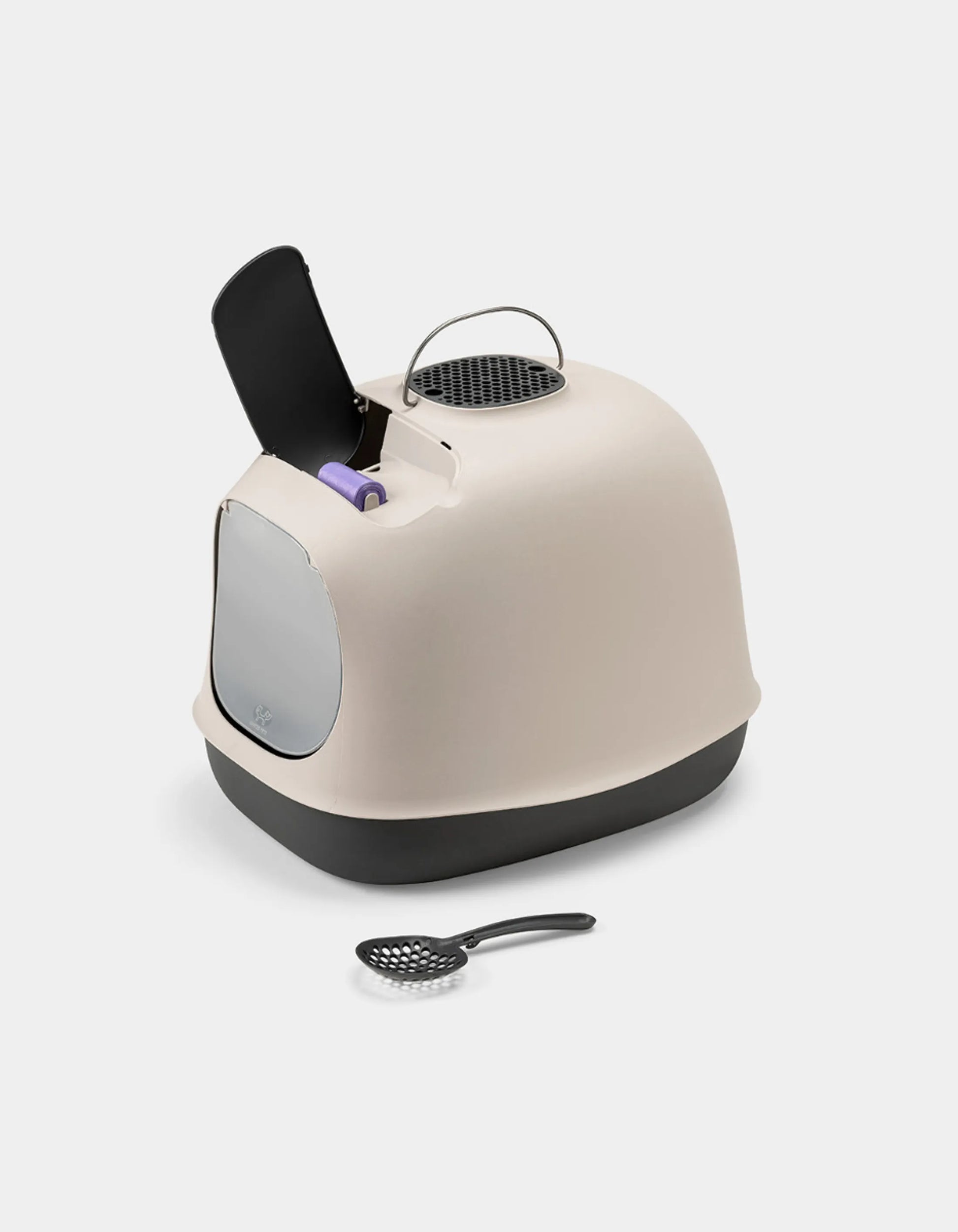 Kattetoalett med tak og kullfilter - beige - Dyrekompaniet