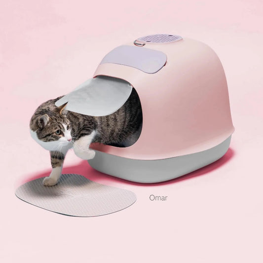 Kattetoalett med tak og kullfilter - rosa - Dyrekompaniet