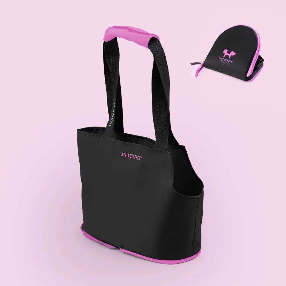 Sammenleggbar veske til hund og katt svart/lilla - Dyrekompaniet